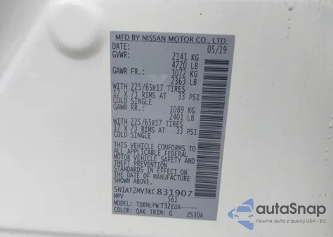 2019 Nissan Rogue S from USA, damaged, VIN 5N1AT2MV3KC831907
